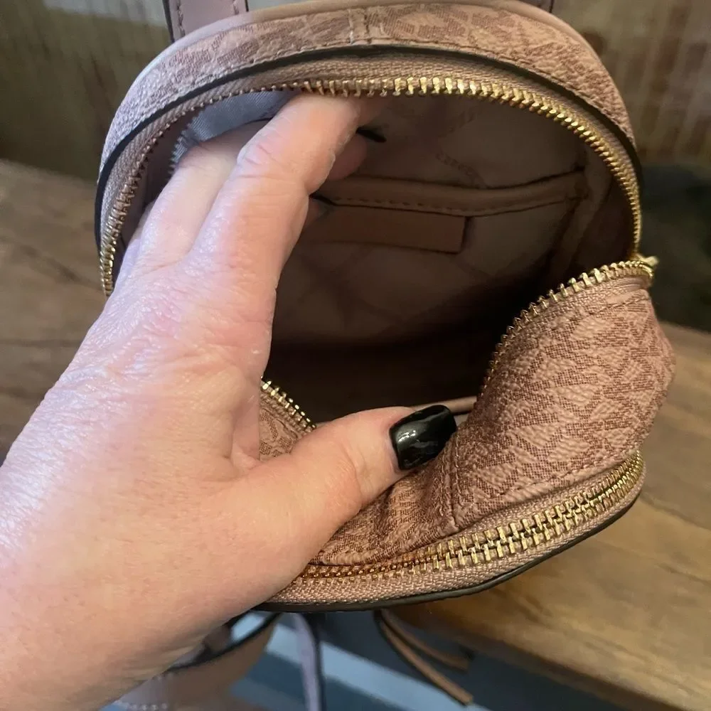 Michael Kors Pink Logo Print Mini Backpack